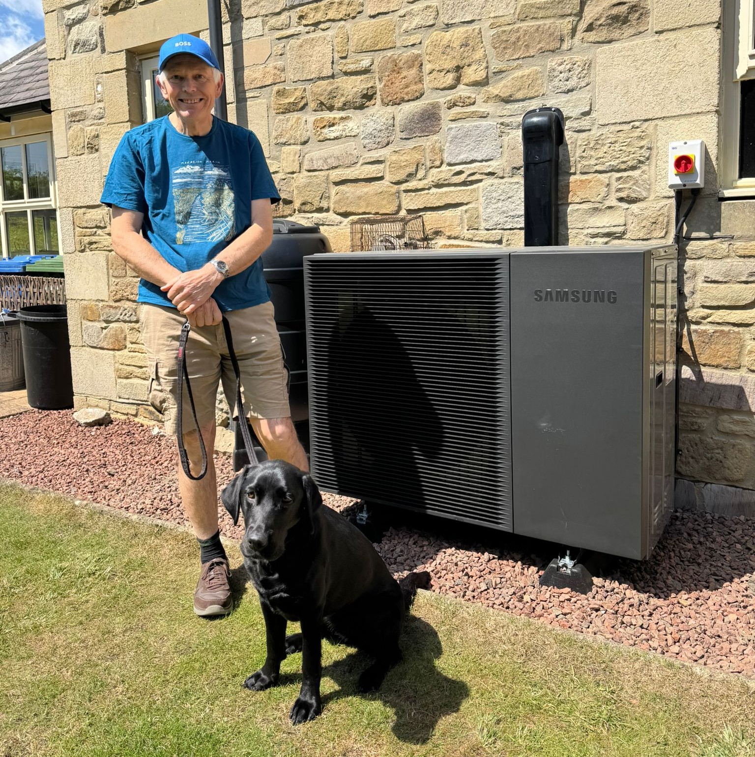 Samsung with homeowner and dog