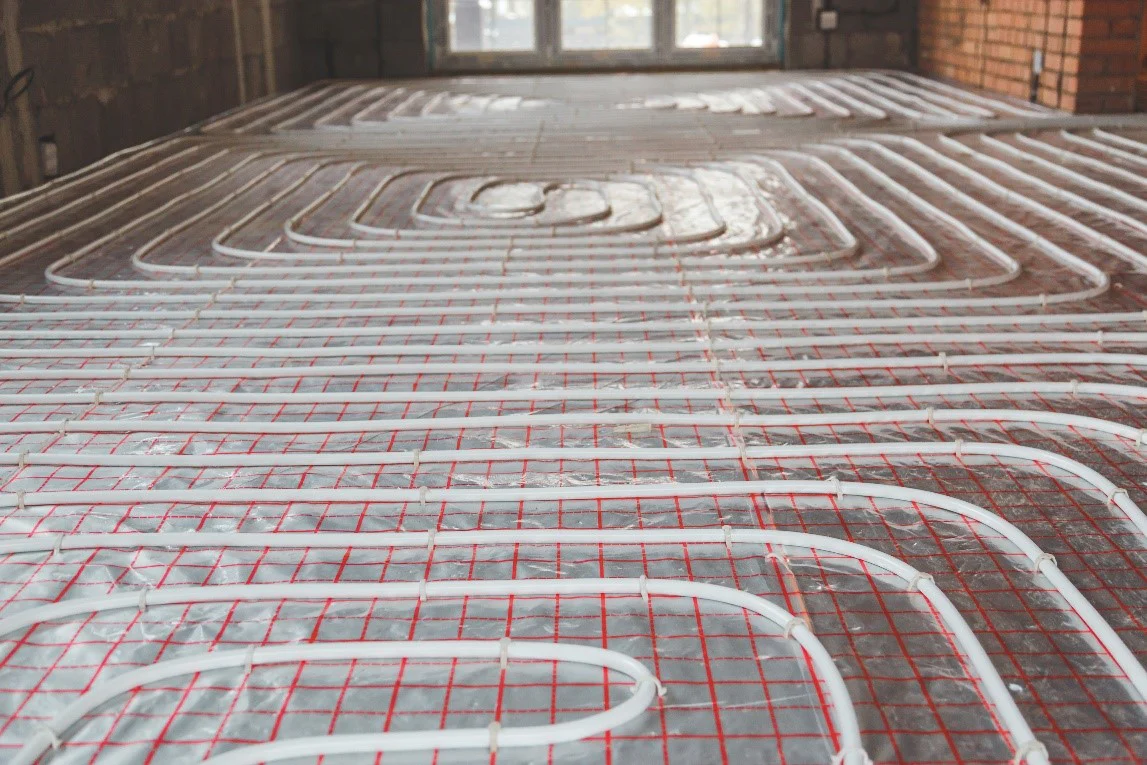 exposed floor heating system