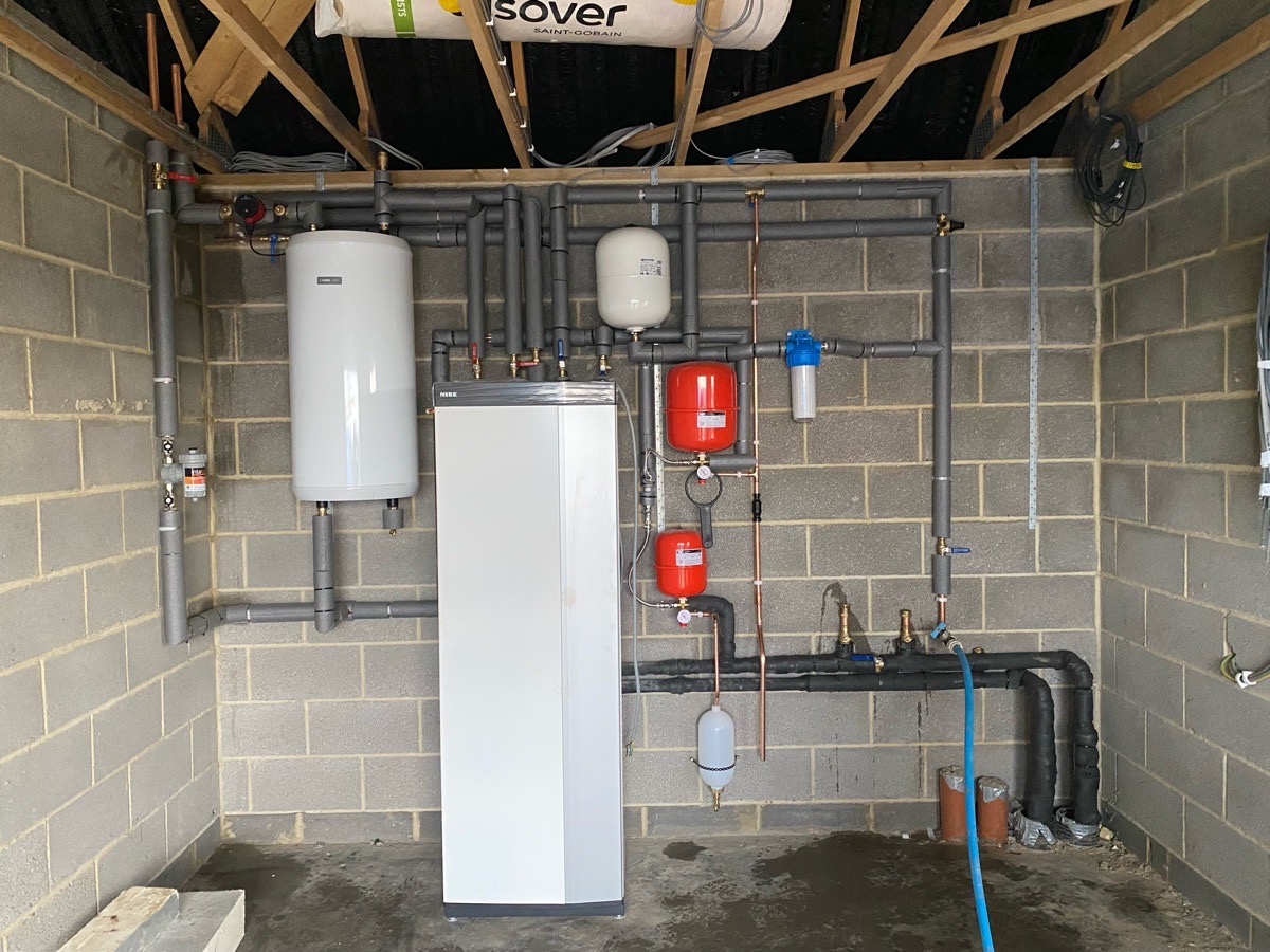 NIBE installation newly installed in garage