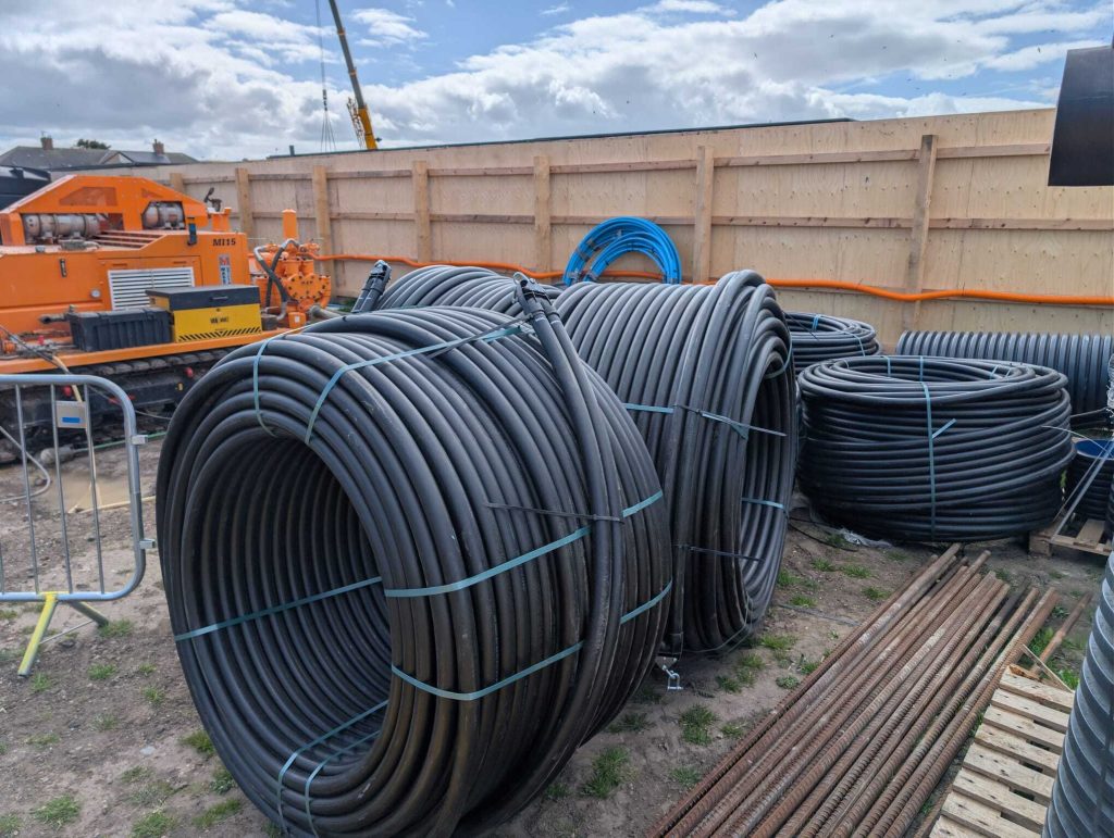 Ground Loop pipe stored on-site